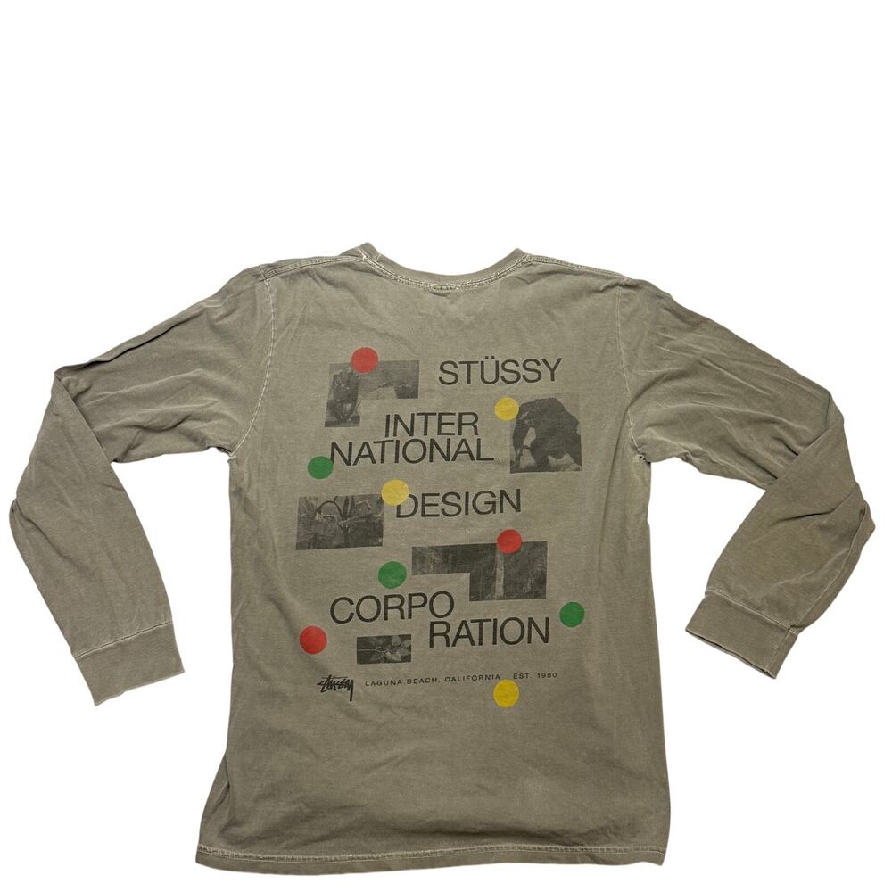 Stussy Dot Collage Long Sleeve T Shirt Men's Medium Internation Design Corp Y2K